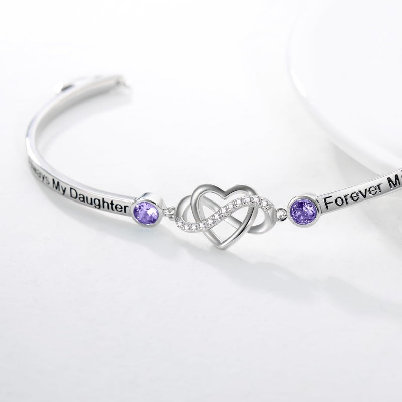 AOBOCO 925 Sterling Silver Adjustable Infinity Heart Bangle Bracelet for Sister Best Friend Daughter Mom Grandma Granddaughter Daughter in Law Godmother Goddaughter Stepmom Stepdaughter - Image 3